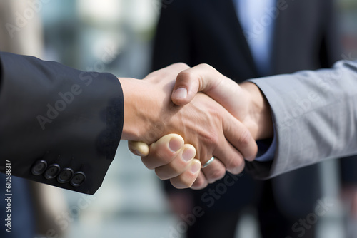 Business people shaking hands, good deal - Successful businessmen handshaking hands