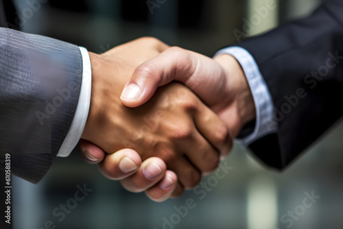 Business people shaking hands, good deal - Successful businessmen handshaking hands