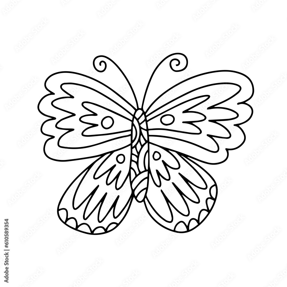 Vecteur Stock Vector cabbage butterfly coloring page. Hand drawn