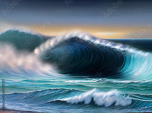 Volumetric waves atop abstract flat background. Pastel. © Natasha Breen