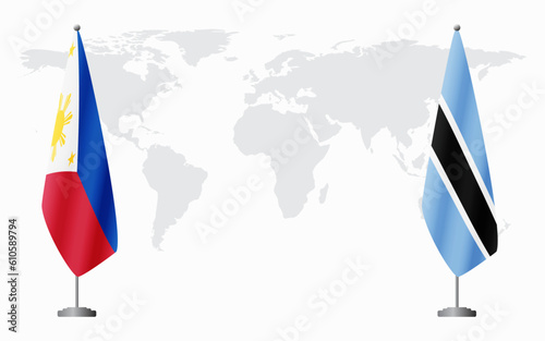 Philippines and Botswana flags for official meeting