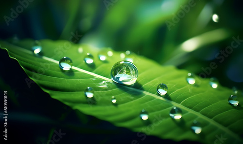 Green Leaves and Water Droplets