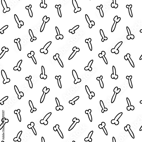 Man penis doodle seamless pattern. Hand drawn penis sketch pattern on white background