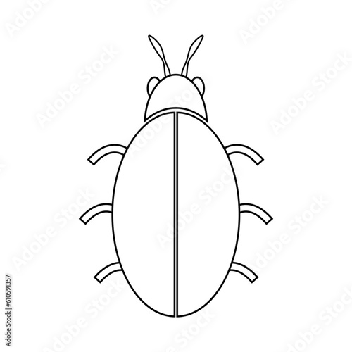 Silhouette of a beetle of the Coleoptera family on a white background.