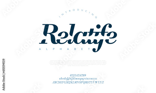 Abstract digital technology logo font alphabet. Minimal modern urban fonts for logo, brand etc. Typography typeface uppercase lowercase and number. vector illustration