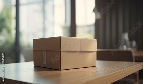Closeup Delivery Box and Parcel on Table for Online Shopping and Commerce © Thares2020