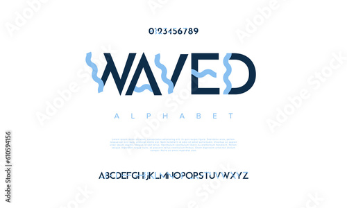 Abstract digital technology logo font alphabet. Minimal modern urban fonts for logo, brand etc. Typography typeface uppercase lowercase and number. vector illustration