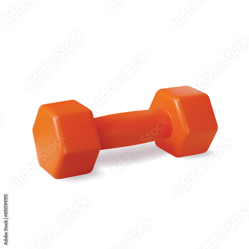 3d Gym Equipment Red Dumbbell Cartoon Style Symbol of Fitness Exercise Isolated on a White Background. Vector illustration