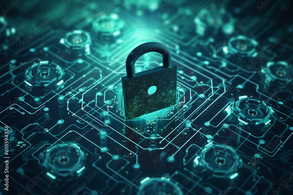 cybersecurity | tips to protect your business, in the style of light navy and light emerald, fragmented icons, ricoh r1, fluid networks, futuristic themes, attention to detail, smooth surface