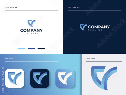 Letter V Professional logo set. Easy to use on various types of business and company. The sign itself would look great as a social media avatar and website or mobile icon.