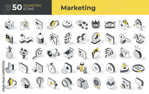 50 Marketing Isometric Icons