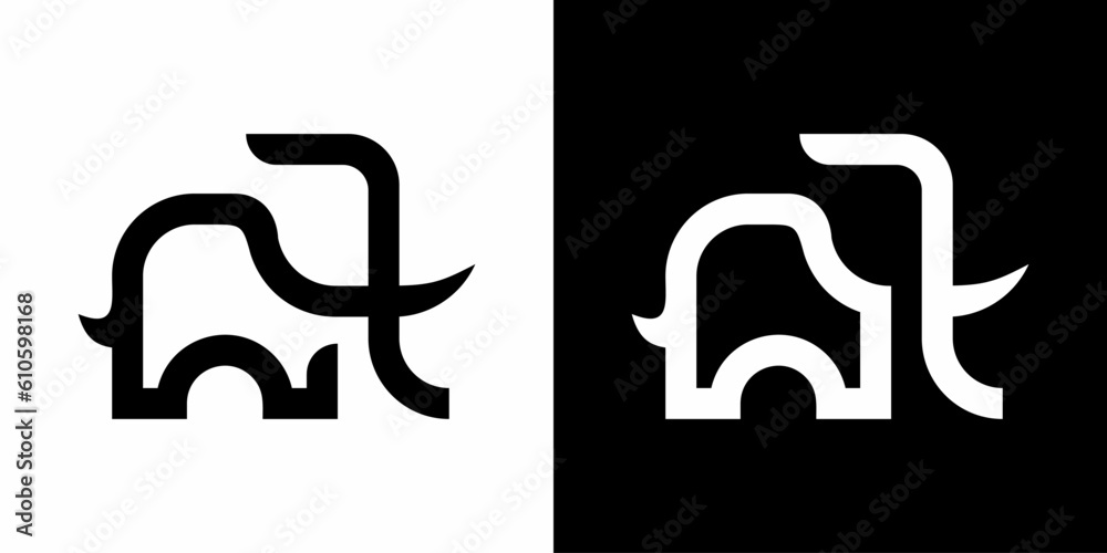 Elephant line art outline logo design icon symbol vector EPS 10.