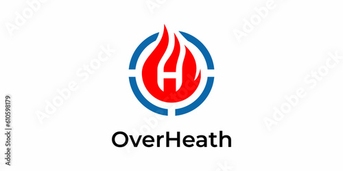 Over heat fire flame logo design icon symbol vector EPS 10.