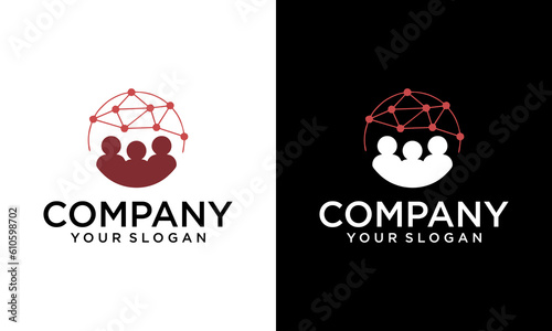 People connection illustration logo design symbol vector template