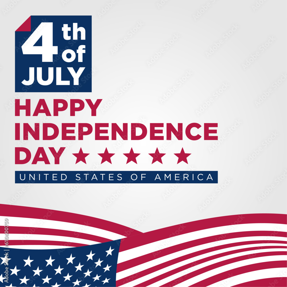 4th of July happy independence day american flag square social media post vector design element