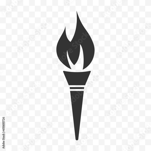 Torch icon isolated on transparent background. Easily editable line art symbol. Vector stock illustration.