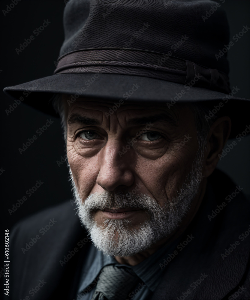 Close-up portrait of a stylish old man Close-up portrait of a stylish old man