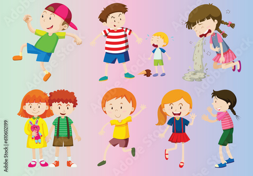 Set of people in different pose characters