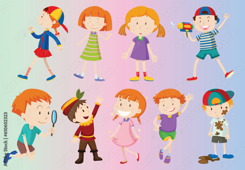 Set of people in different pose characters Set of people in different pose characters