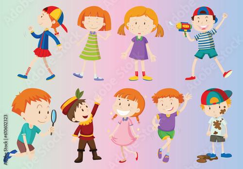 Set of people in different pose characters