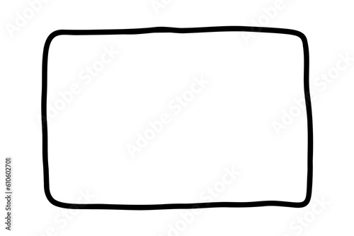 Rectangle frame. Doodle wavy curve deformed textured frame. Border sketch. Vector illustration on a white background.