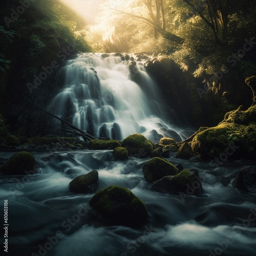 Nature s Symphony  A Majestic Waterfall s Graceful Cascade