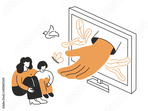 Psychological help - modern line design style isometric illustration