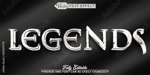 Silver Legends Vector Editable Text Effect Template