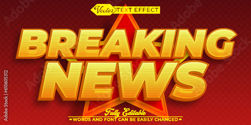 Orange Breaking News Vector Editable Text Effect Template