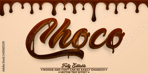 Fluid Brown Choco Vector Editable Text Effect Template