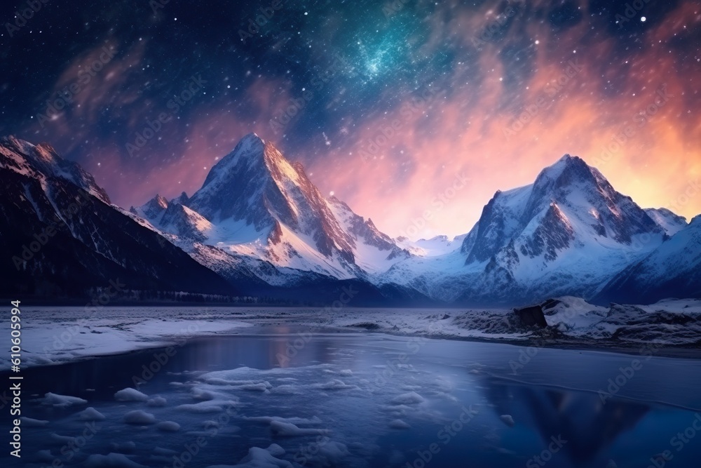 The big space visible in the most beautiful nature with snowy mountains | Generative AI The big space visible in the most beautiful nature with snowy mountains | Generative AI