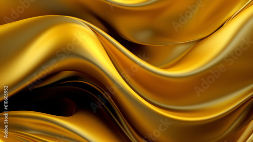 gold silk waves wallpaper, generative ai