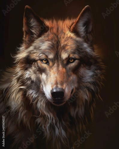 portrait of a wolf, created with Generative Ai technology 