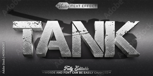 Silver Armored Army Tank Vector Editable Text Effect Template