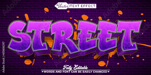 Purple Cartoon Graffiti Street Editable Text Effect Template