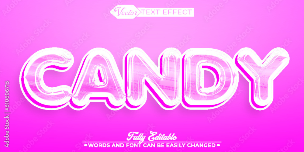 Cartoon Sweet Pink Candy Vector Editable Text Effect Template