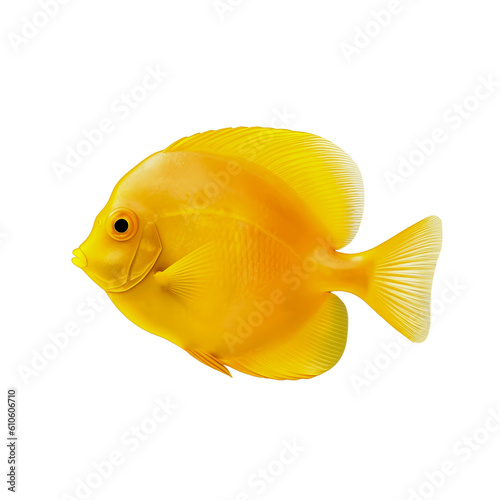 Side view of tropical coral fish Yellow tang isolated on white background