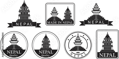 Nepal set. Isolated Nepal on white background