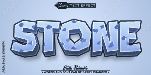 Cartoon Gray Stone Vector Editable Text Effect Template