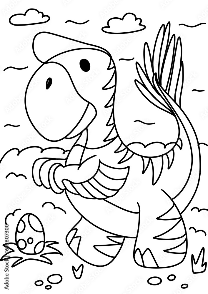 Coloring page dinosaur oviraptor for children kids only outline lineart black and white