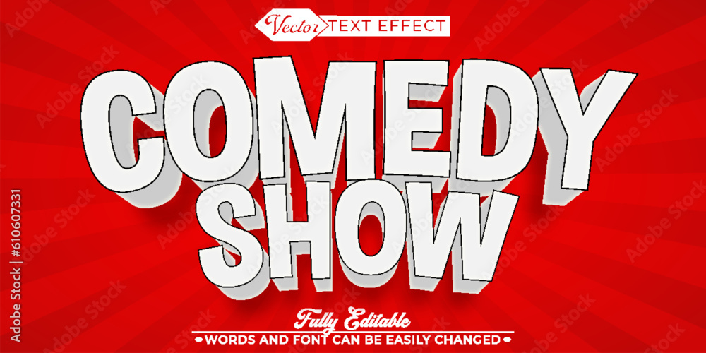 White Cartoon  Comedy Show Editable Text Effect Template