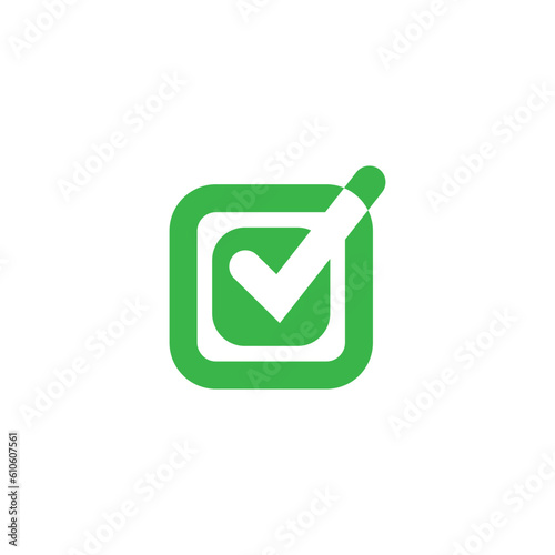 Check mark green line icons. Vector illustration. - Vector