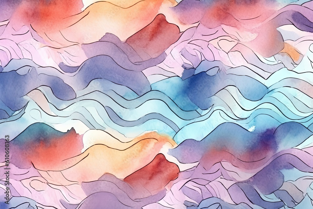 Abstract background of colorful watercolor splatter pattern. Generative AI