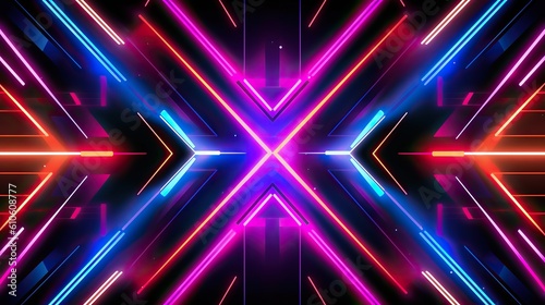Game background, ultraviolet neon square portal, glowing lines, virtual reality, abstract fashion background, violet © masyastadnikova
