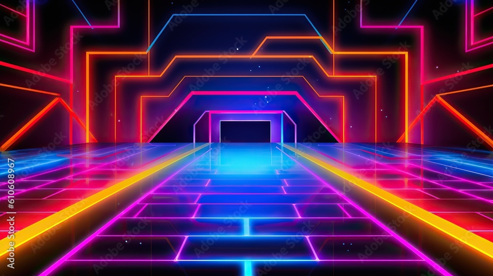 Game background, ultraviolet neon square portal, glowing lines, virtual reality, abstract fashion background, violet Game background, ultraviolet neon square portal, glowing lines, virtual reality, abstract fashion background, violet