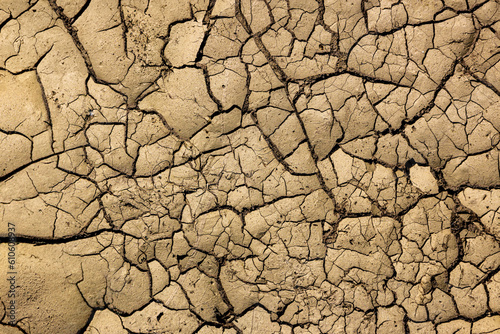 Closeup of dry and cracked earth.