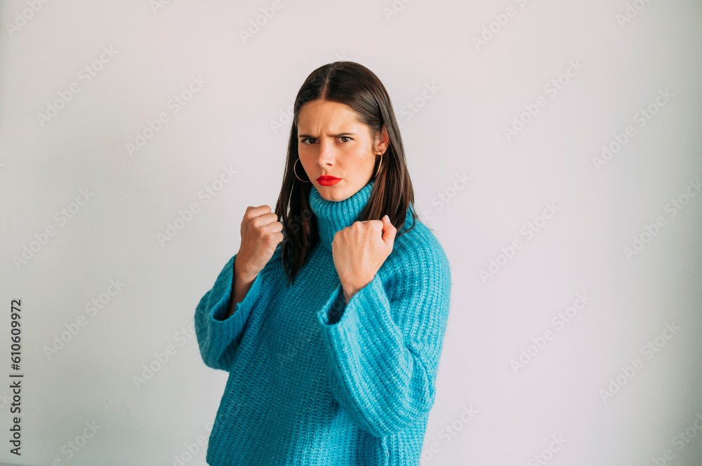 Portrait of a beautiful fighting woman. Portrait of a beautiful fighting woman.
