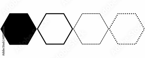 hexagon shape set isolated onwhite background