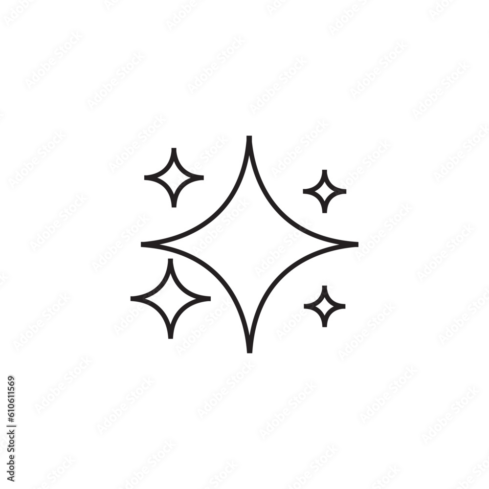 Shine icon, Clean star, Sparkling set line icon, logo isolated on white background Shine icon, Clean star, Sparkling set line icon, logo isolated on white background