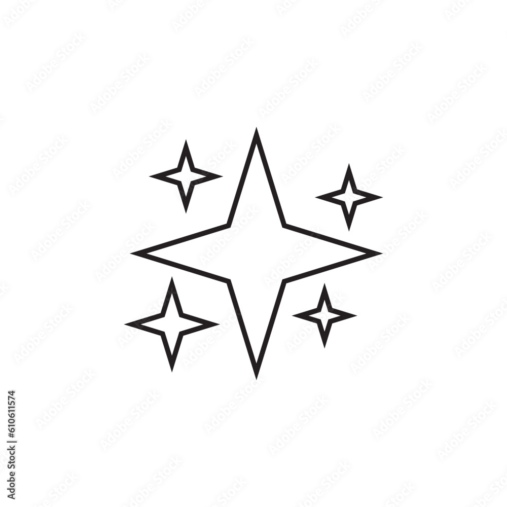 Shine icon, Clean star, Sparkling set line icon, logo isolated on white background Shine icon, Clean star, Sparkling set line icon, logo isolated on white background